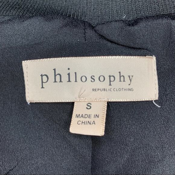 PHILOSOPHY Women Jacket Size S Black Floral Print Long Sleeve Zipper Down - Picture 10 of 12